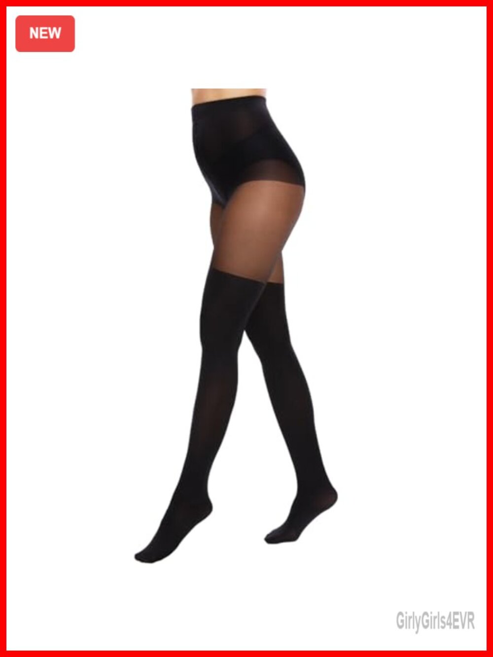 Thigh High Tights Mock Suspender Sheer Nylon Spandex Over the Knee Pantyhose